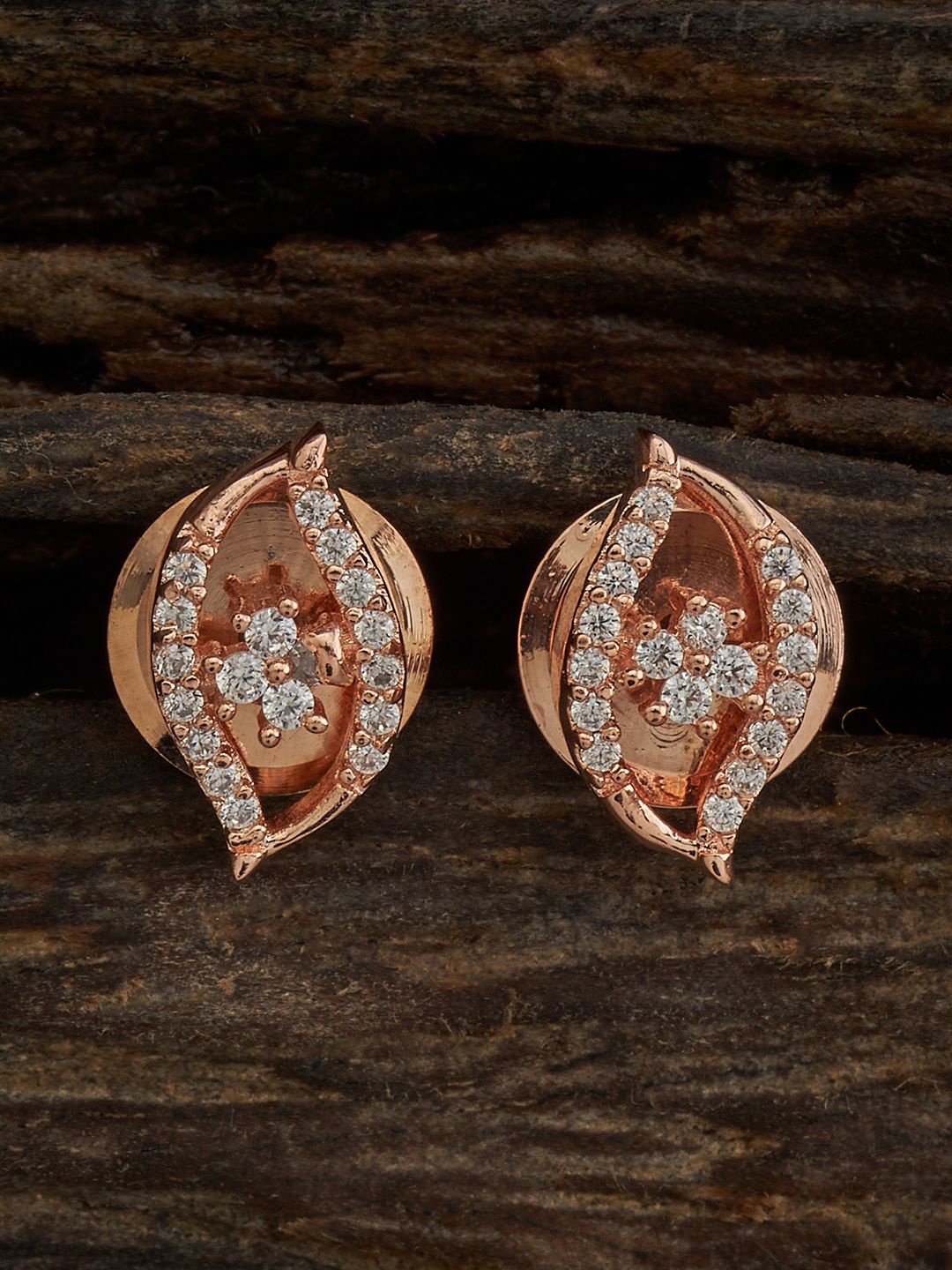 

Kushal's Fashion Jewellery Rose Gold Plated Casual Zircon Studs Earrings