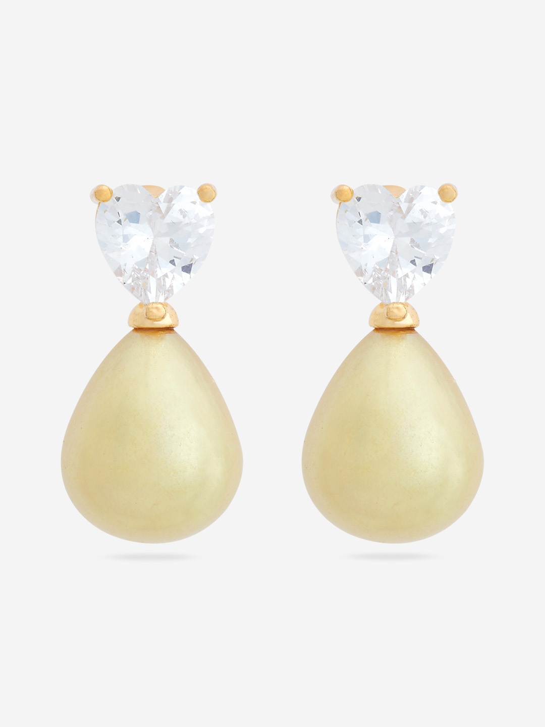 

Kushal's Fashion Jewellery Gold-Plated Cubic Zirconia Studded Classic Drop Earrings, Champagne