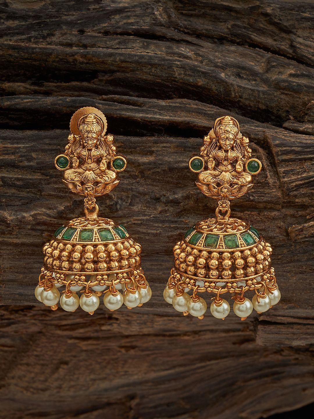 

Kushal's Fashion Jewellery Gold-Plated Dome Shaped Jhumkas