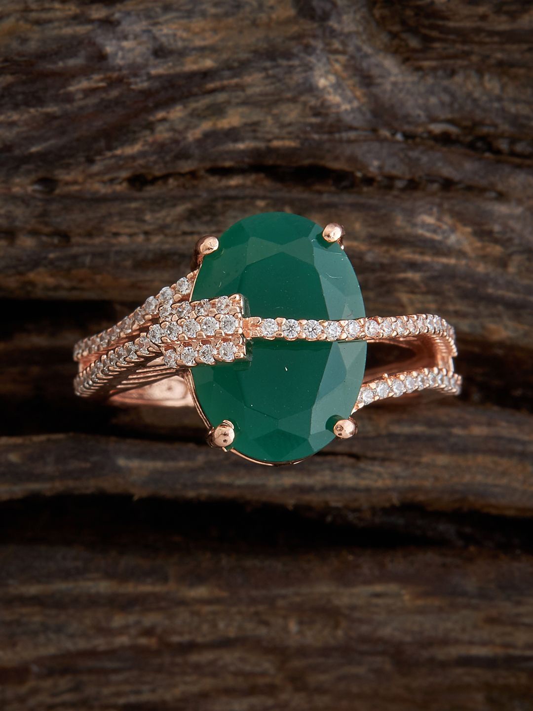 

Kushal's Fashion Jewellery Rose Gold Plated Cubic Zirconia Finger Ring