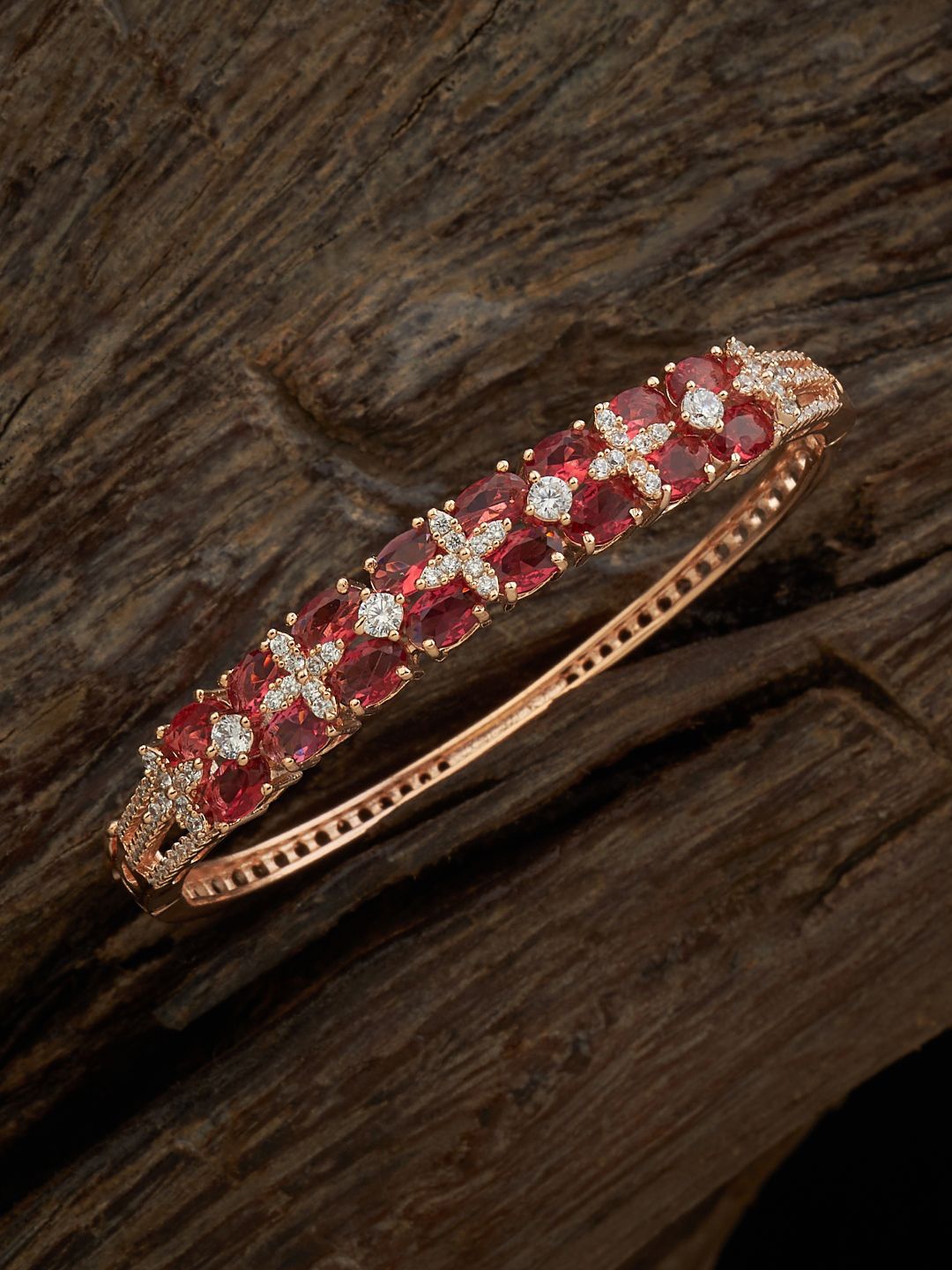 

Kushal's Fashion Jewellery Rose Gold-Plated Cubic Zirconia Kada Bracelet