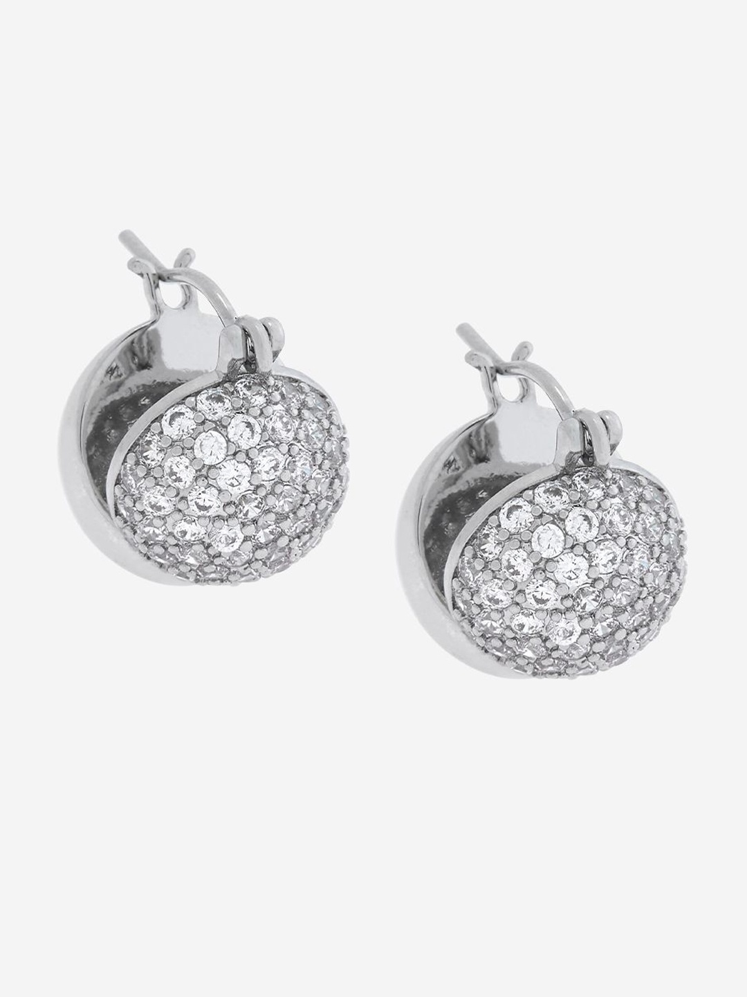 

Kushal's Fashion Jewellery Rhodium-Plated Cubic Zirconia Hoop Earrings, White