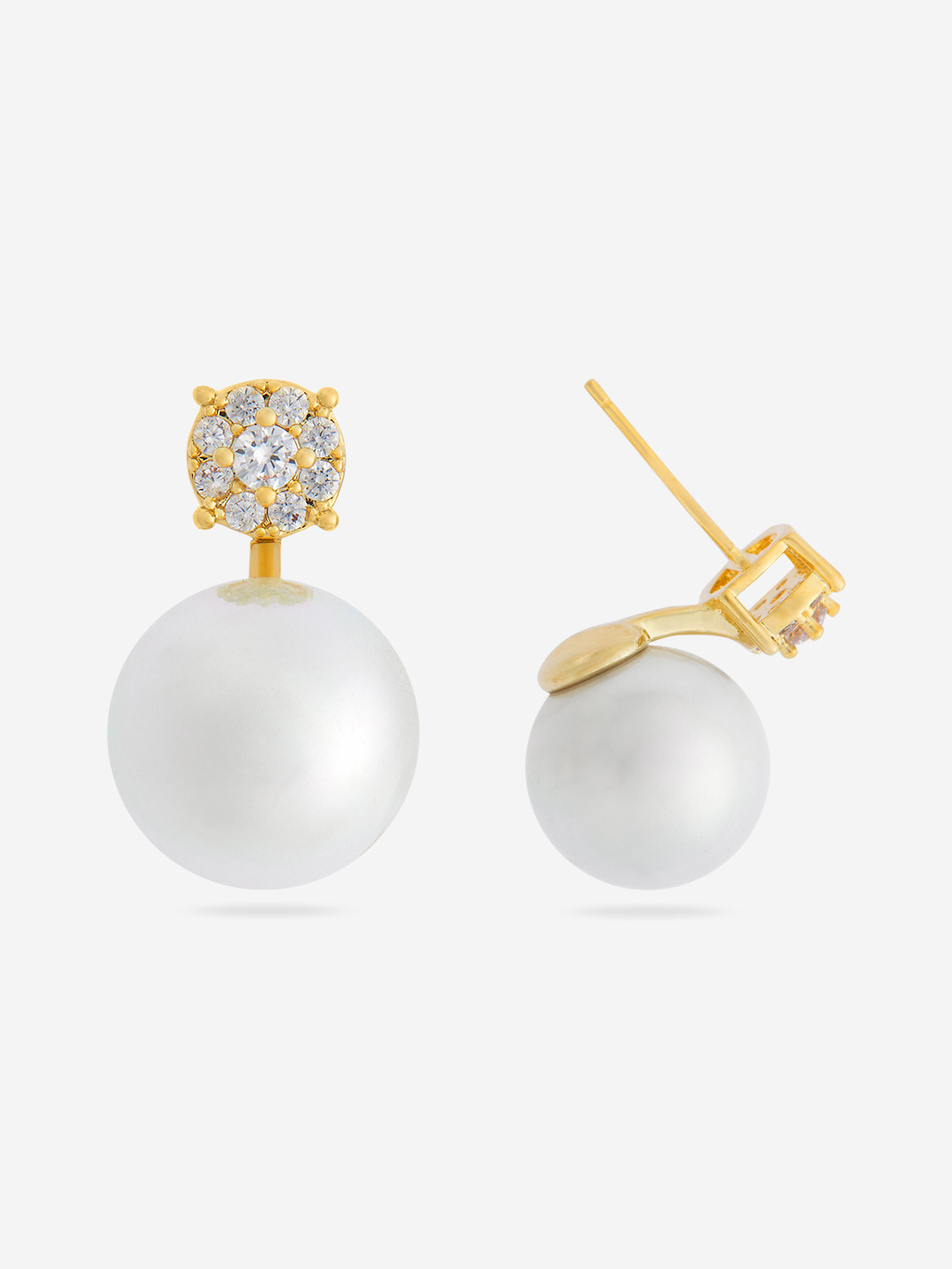 

Kushal's Fashion Jewellery Gold-Plated Copper Cubic Zirconia Contemporary Hoop Earrings, White