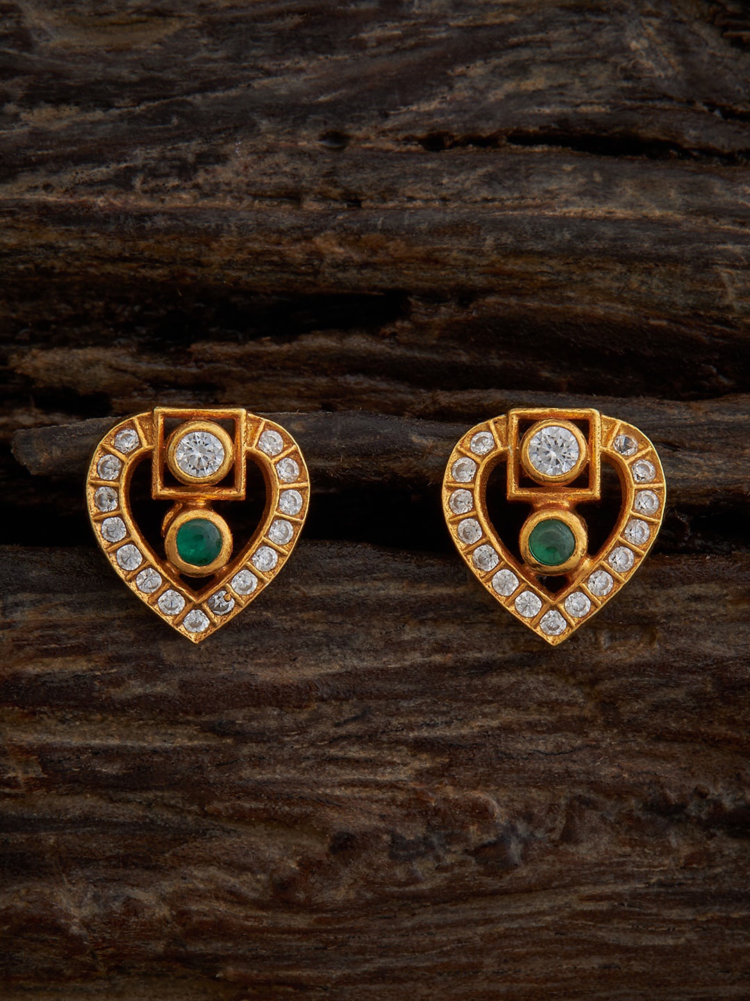 

Kushal's Fashion Jewellery Gold Plated Artificial Stones 92.5 Silver Studs Earrings