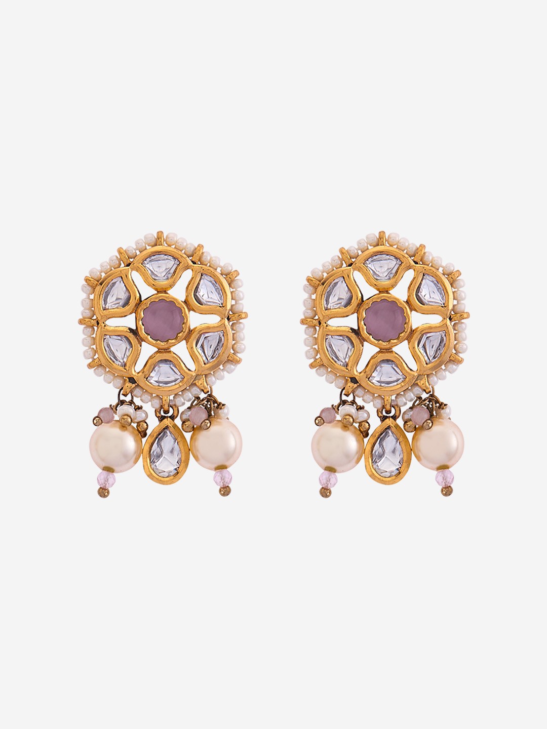 

Kushal's Fashion Jewellery Kundan Classic Drop Earrings, Gold