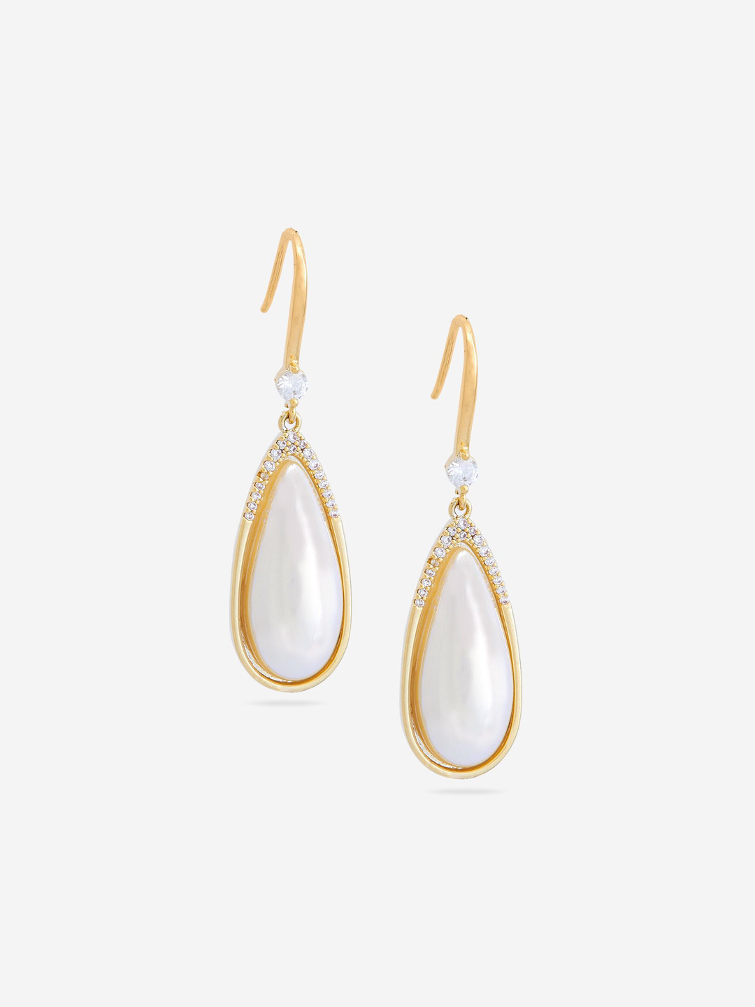 

Kushal's Fashion Jewellery Gold-Plated Contemporary Cubic Zirconia Drop Earrings, White