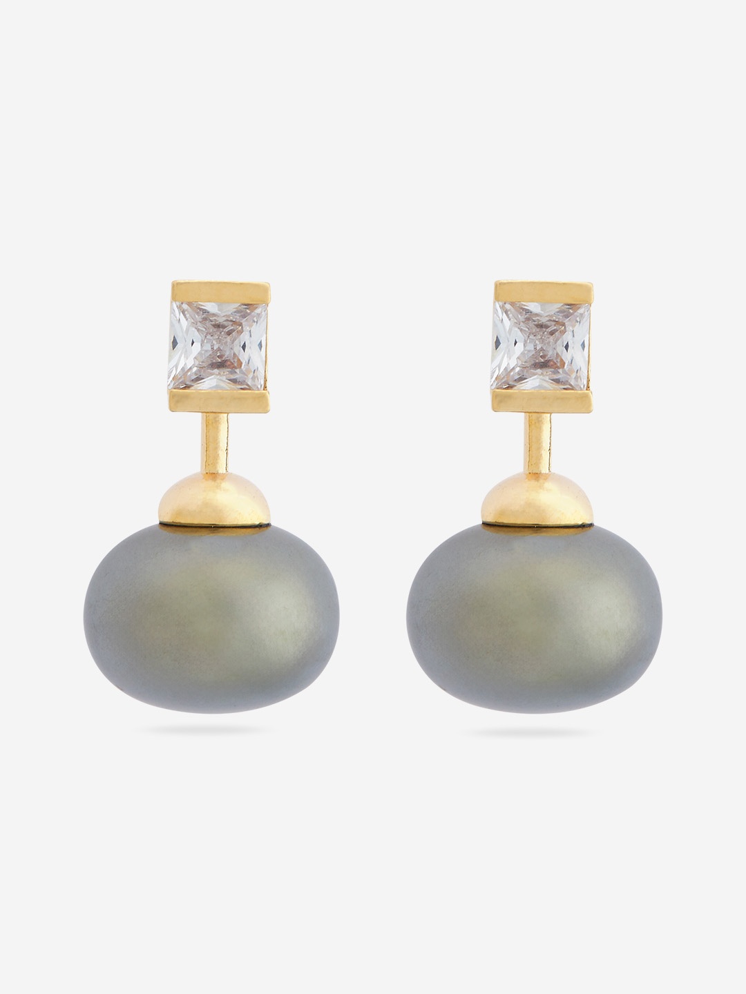 

Kushal's Fashion Jewellery Gold-Plated Cubic Zirconia Classic Studs Earrings, Grey