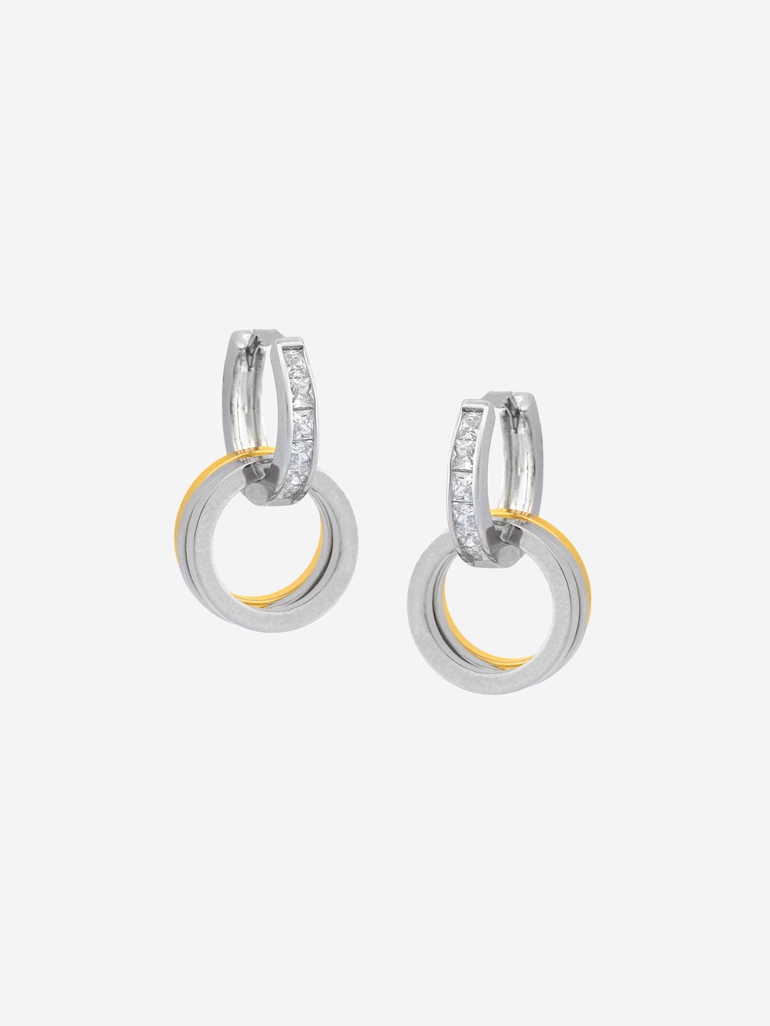 

Kushal's Fashion Jewellery Rhodium-Plated Cubic Zirconia Circular Hoop Earrings, White