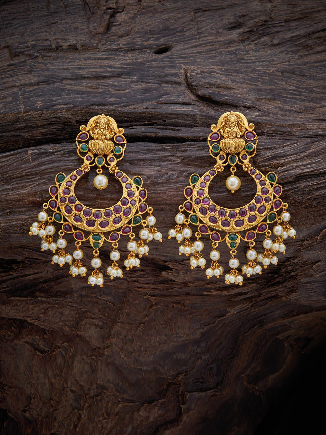 

Kushal's Fashion Jewellery Gold Plated Stone Studded & Beaded Drop Earrings