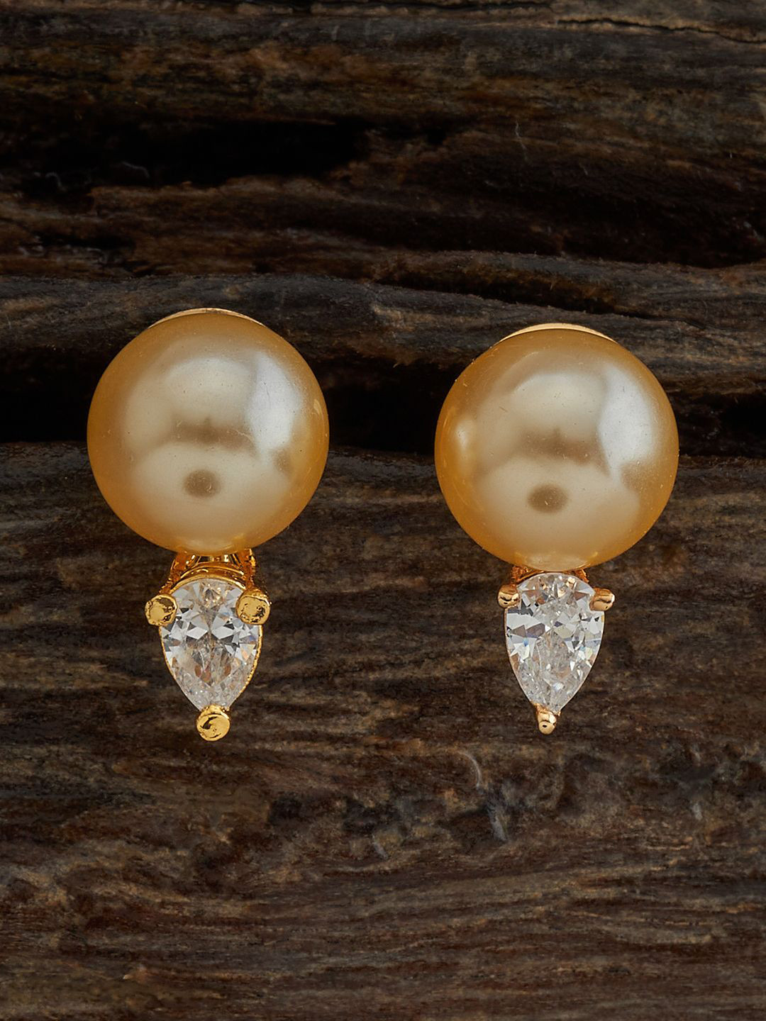 

Kushal's Fashion Jewellery Gold-Plated Classic Studs Earrings, White