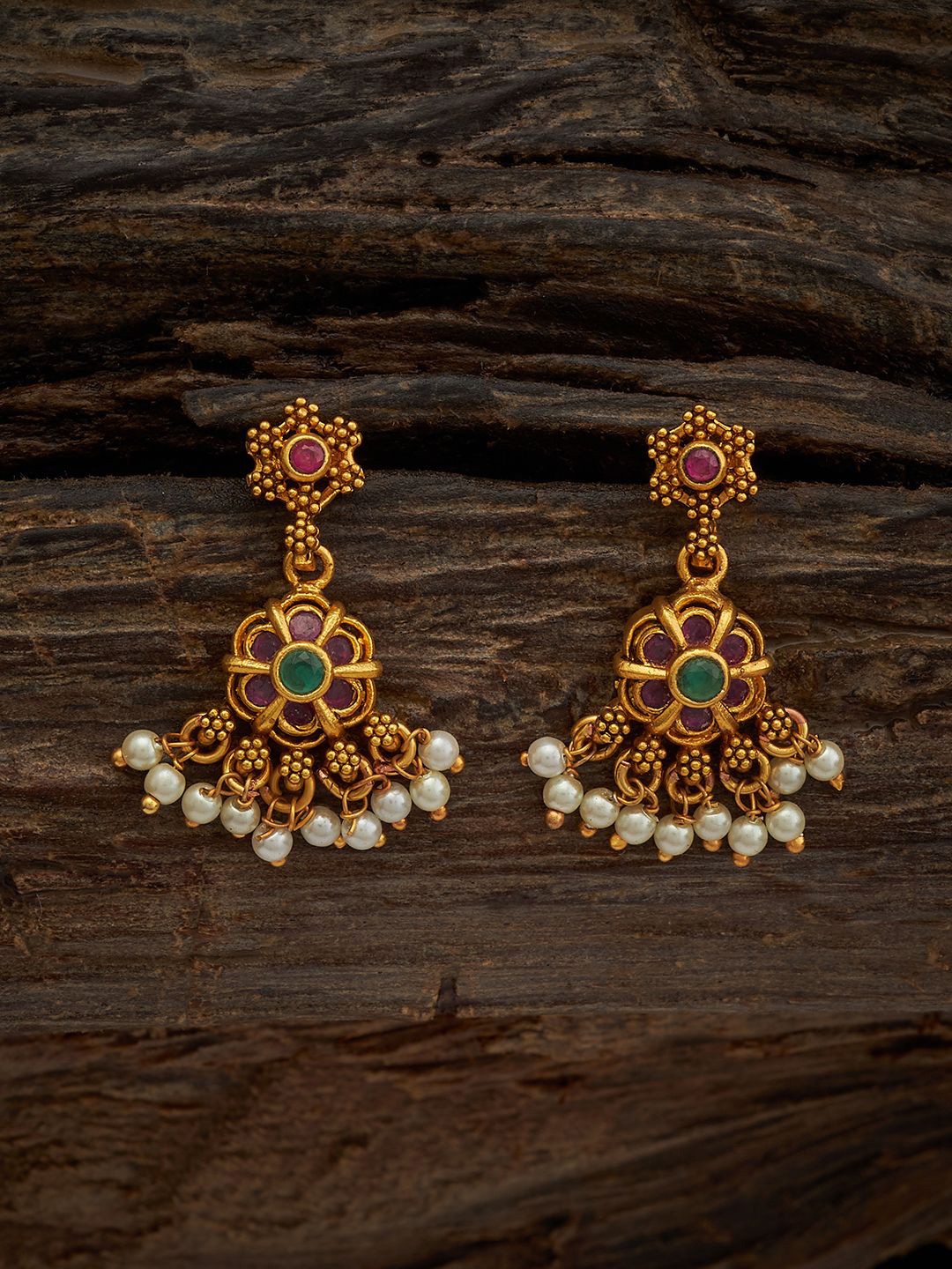

Kushal's Fashion Jewellery Classic Ethnic Jhumkas, Red