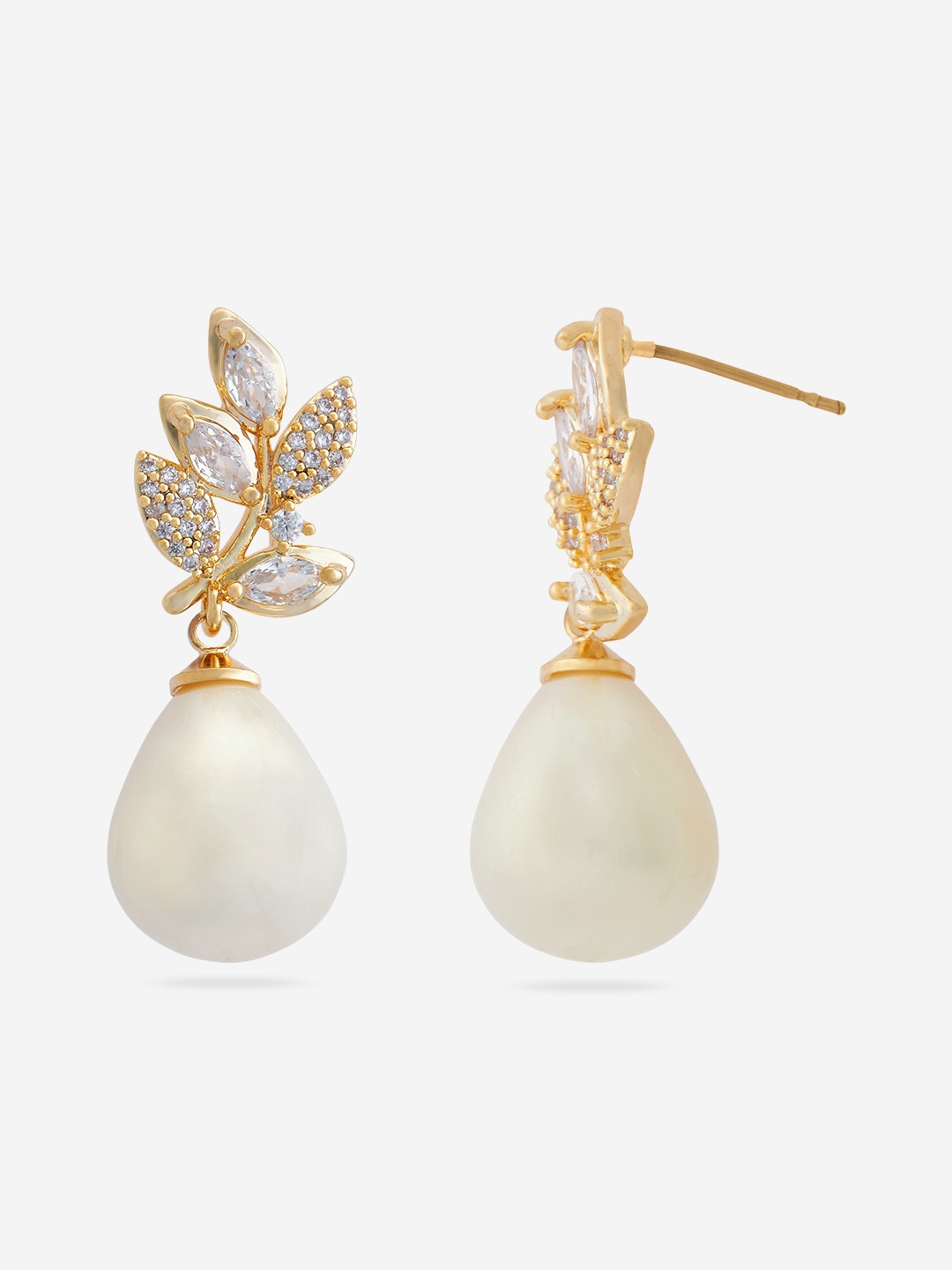 

Kushal's Fashion Jewellery Gold-Plated Cubic Zirconia Classic Drop Earrings, Cream