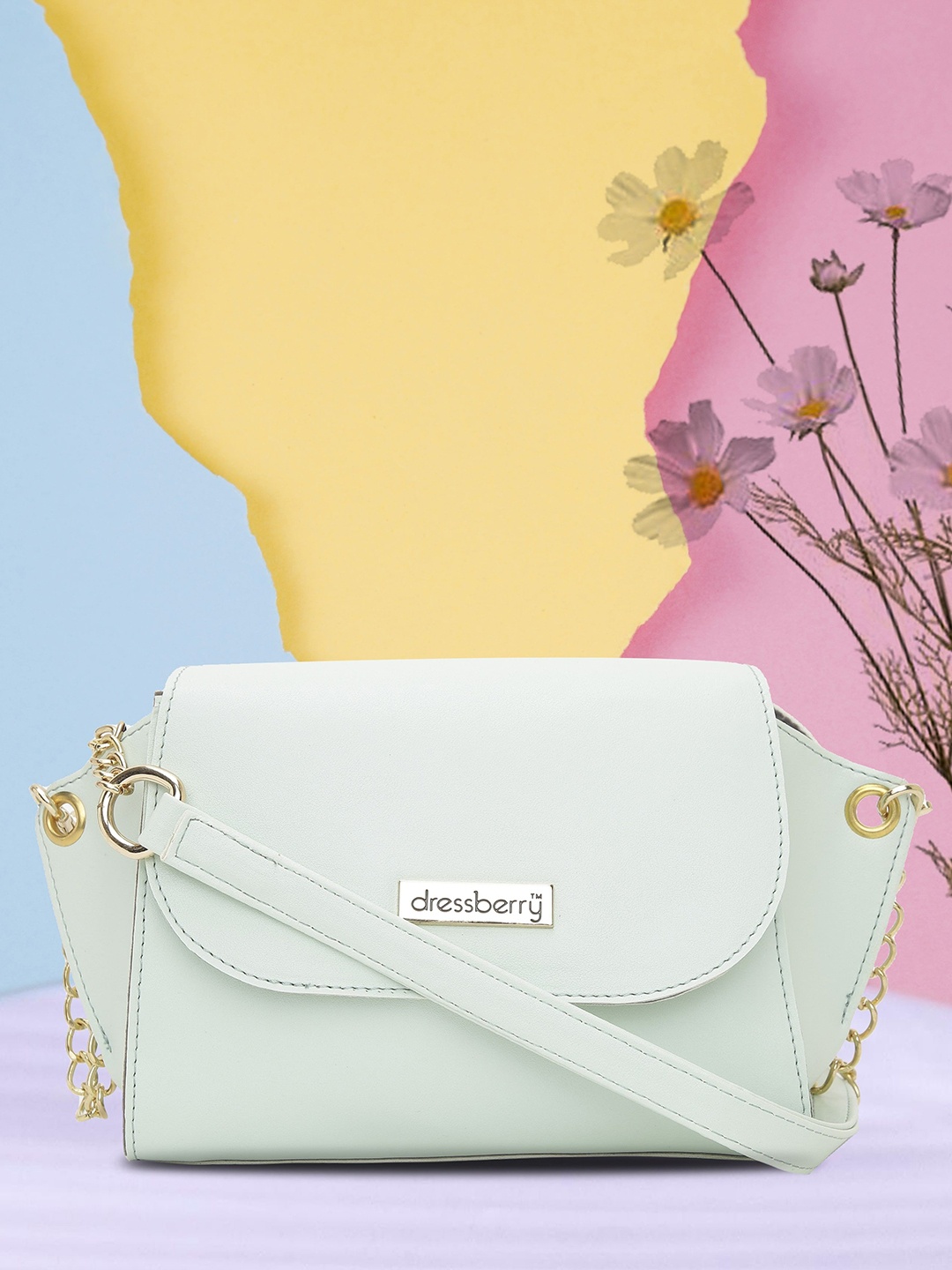 

DressBerry Women Green Structured Sling Bag
