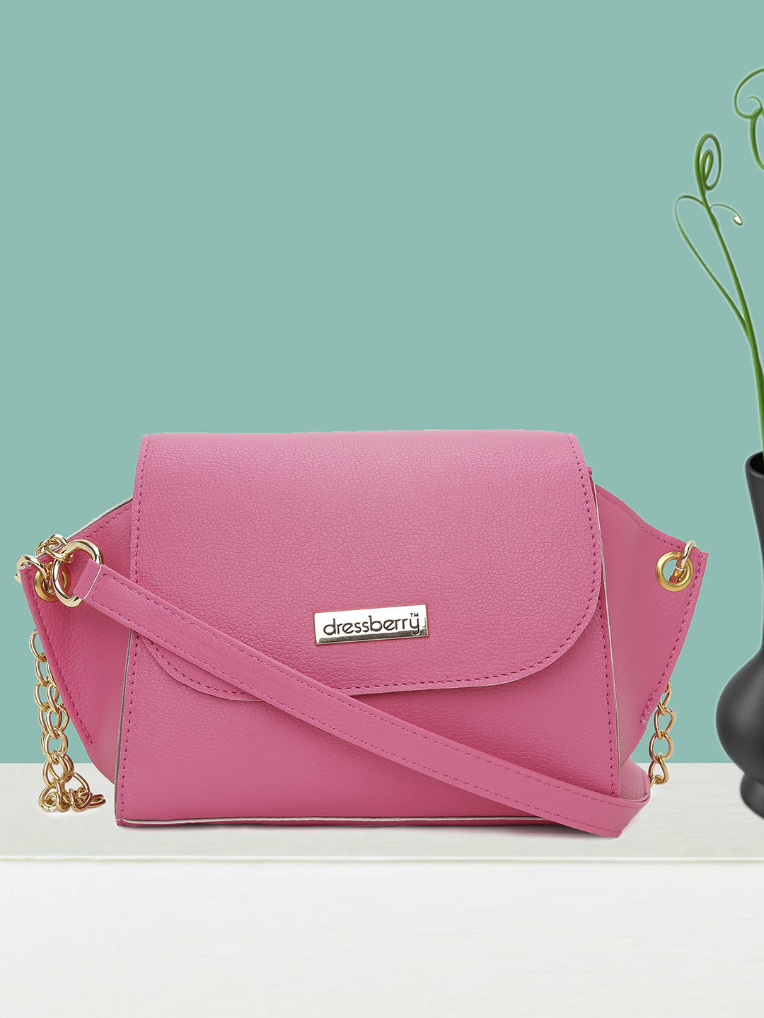 

DressBerry Pink Structured Sling Bag