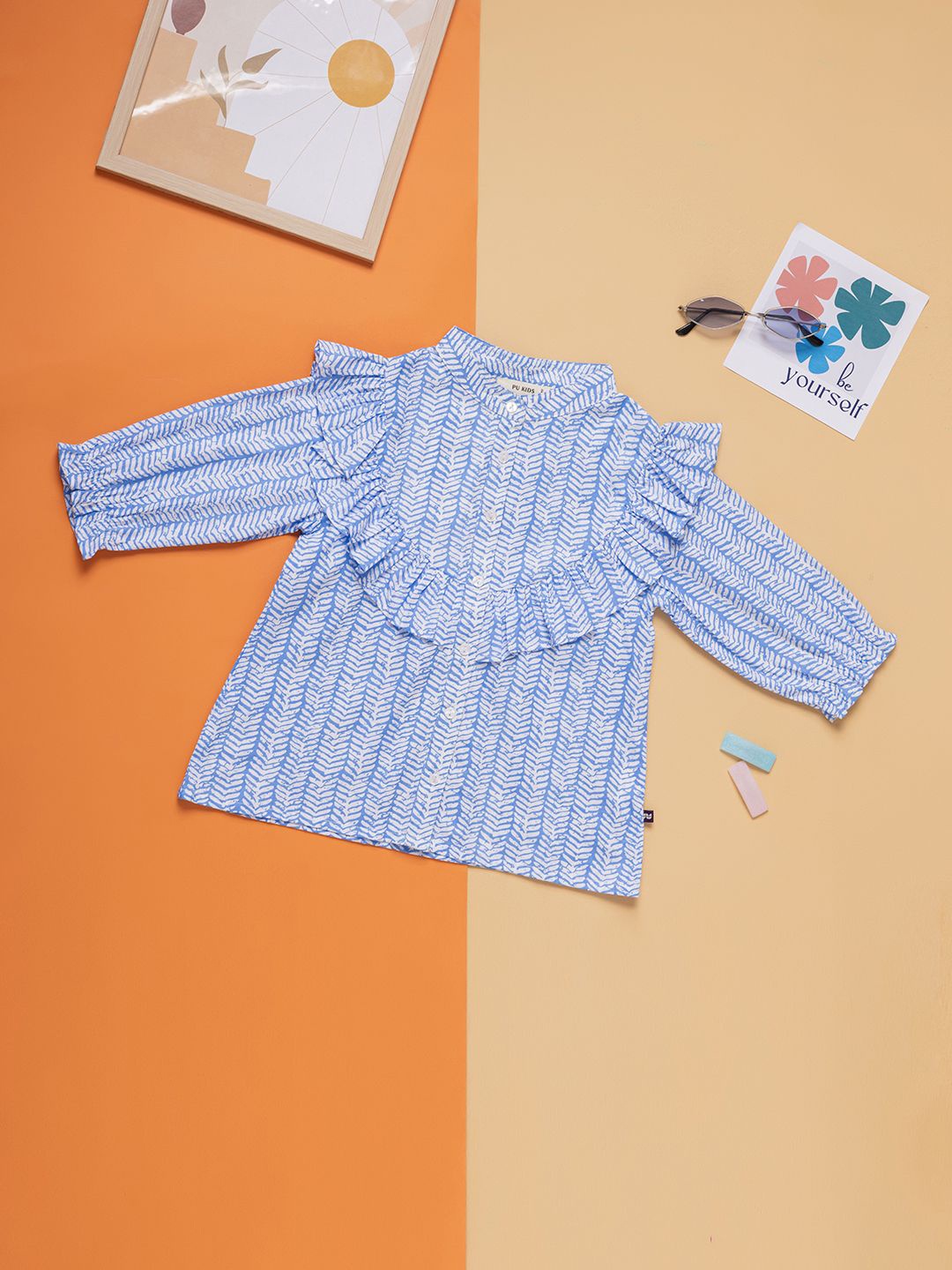 

Purple United Kids Girls Vertical Striped Cotton Top, Blue