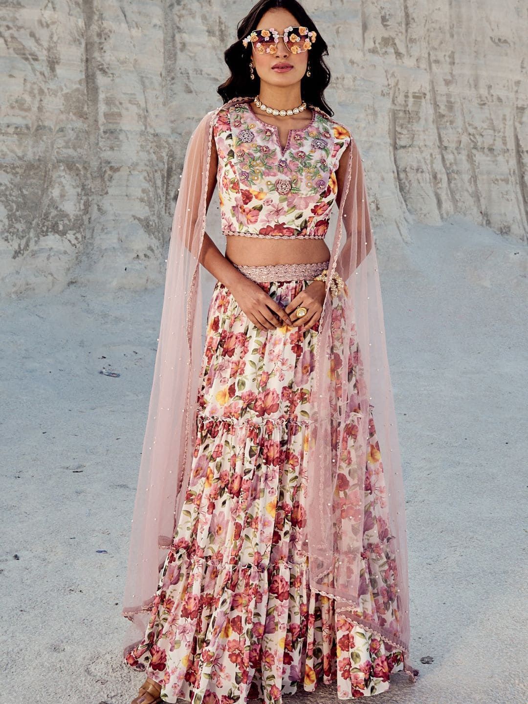 

Nikita Vishakha Printed Made to Measure Lehenga & Blouse With Dupatta, Lavender