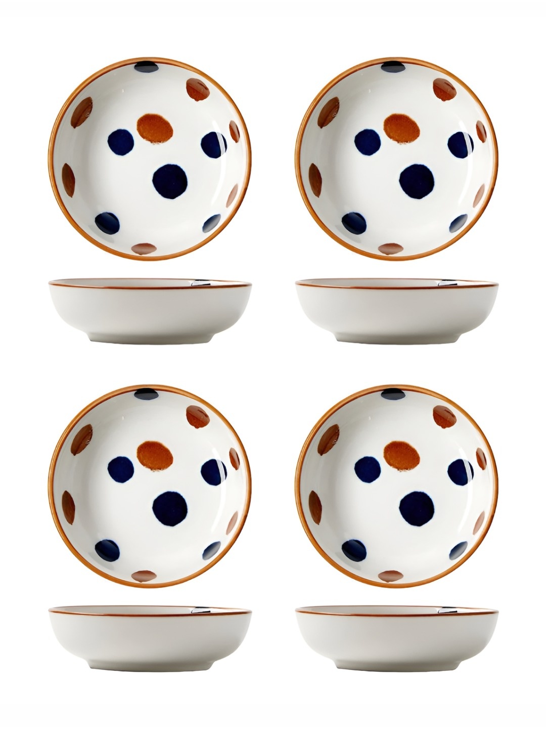 

P-Plus International White & Red 4 Pieces Printed Serving Bowl