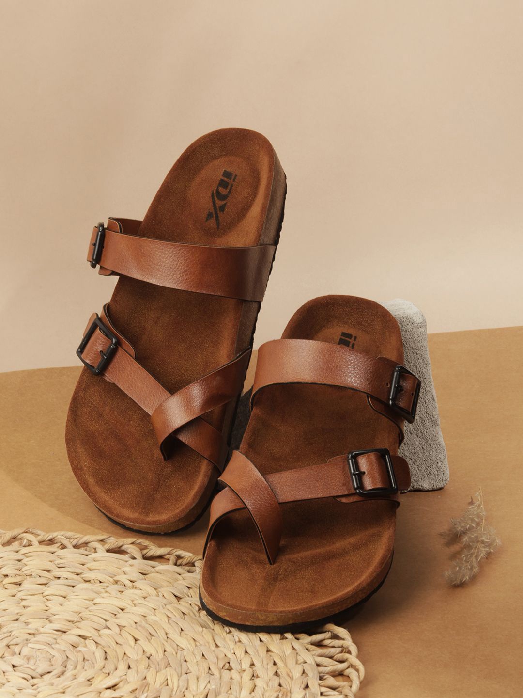 

ID Men Leather Comfort Sandals, Tan