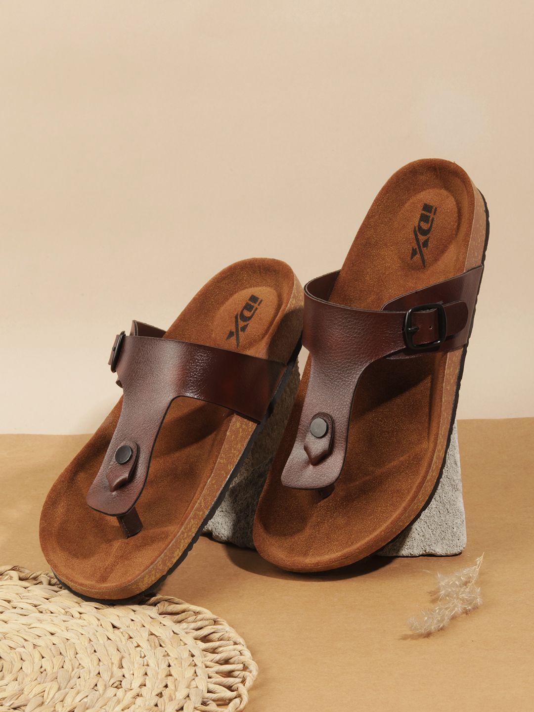 

ID Men Leather Comfort Sandals, Brown