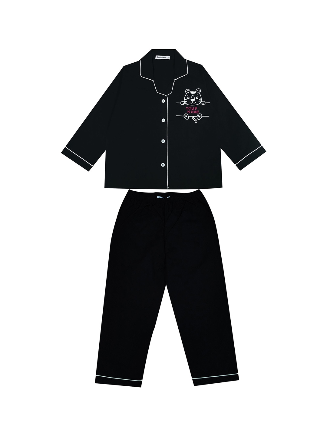 

shopbloom Unisex Kids Printed Night suit, Black
