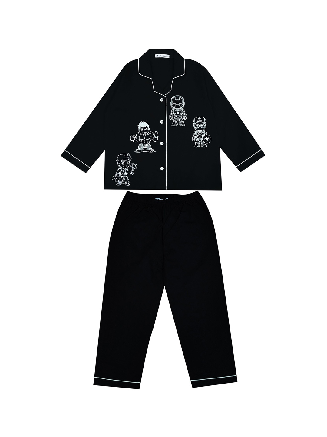 

shopbloom Unisex Kids Printed Night suit, Black
