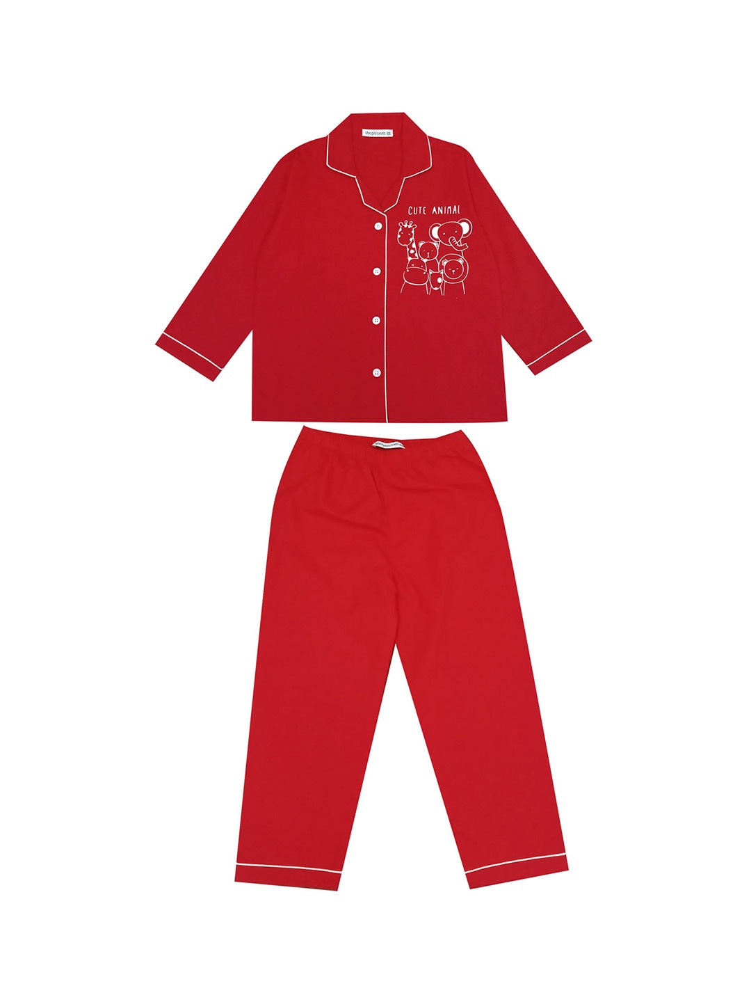 

shopbloom Unisex Kids Printed Night suit, Red