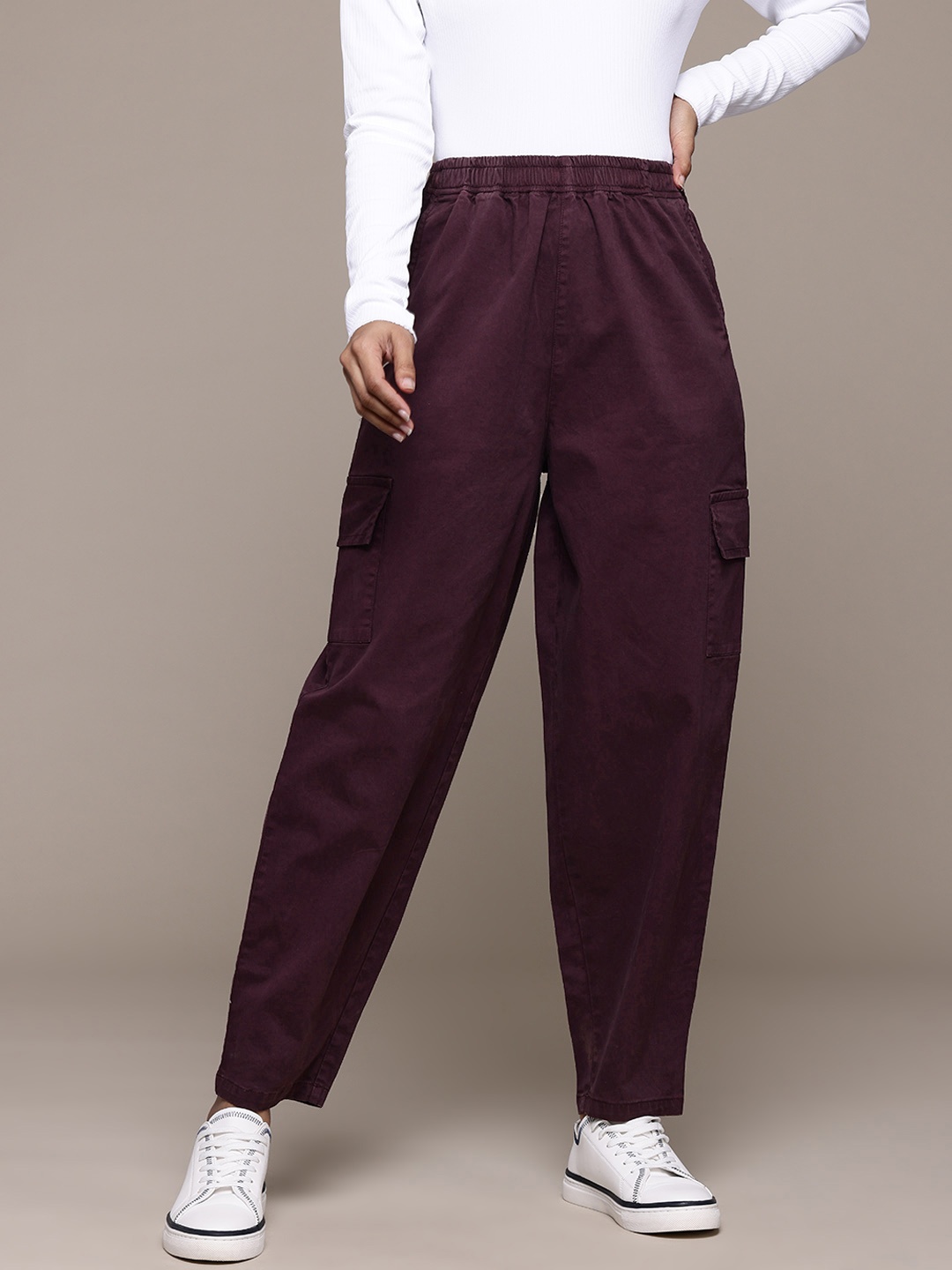 

Roadster Pleated Cargo Trousers, Burgundy