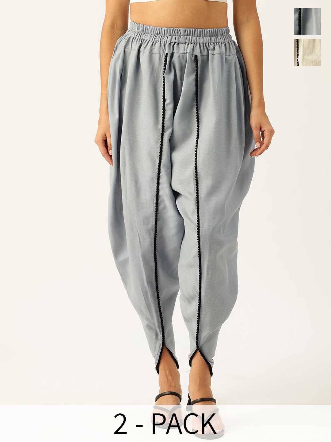 

Molcha Women Pack Of 2 Loose Fit Cotton Dhoti Salwar, Grey