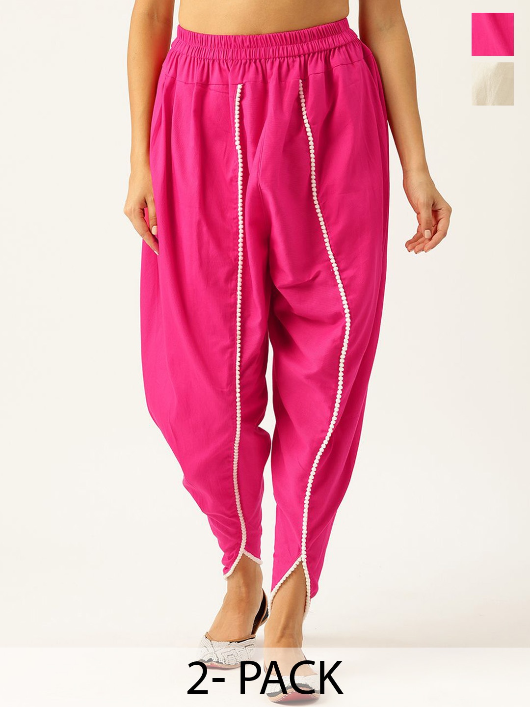 

Molcha Women Pack Of 2 Loose Fit Cotton Dhoti Salwar, Pink