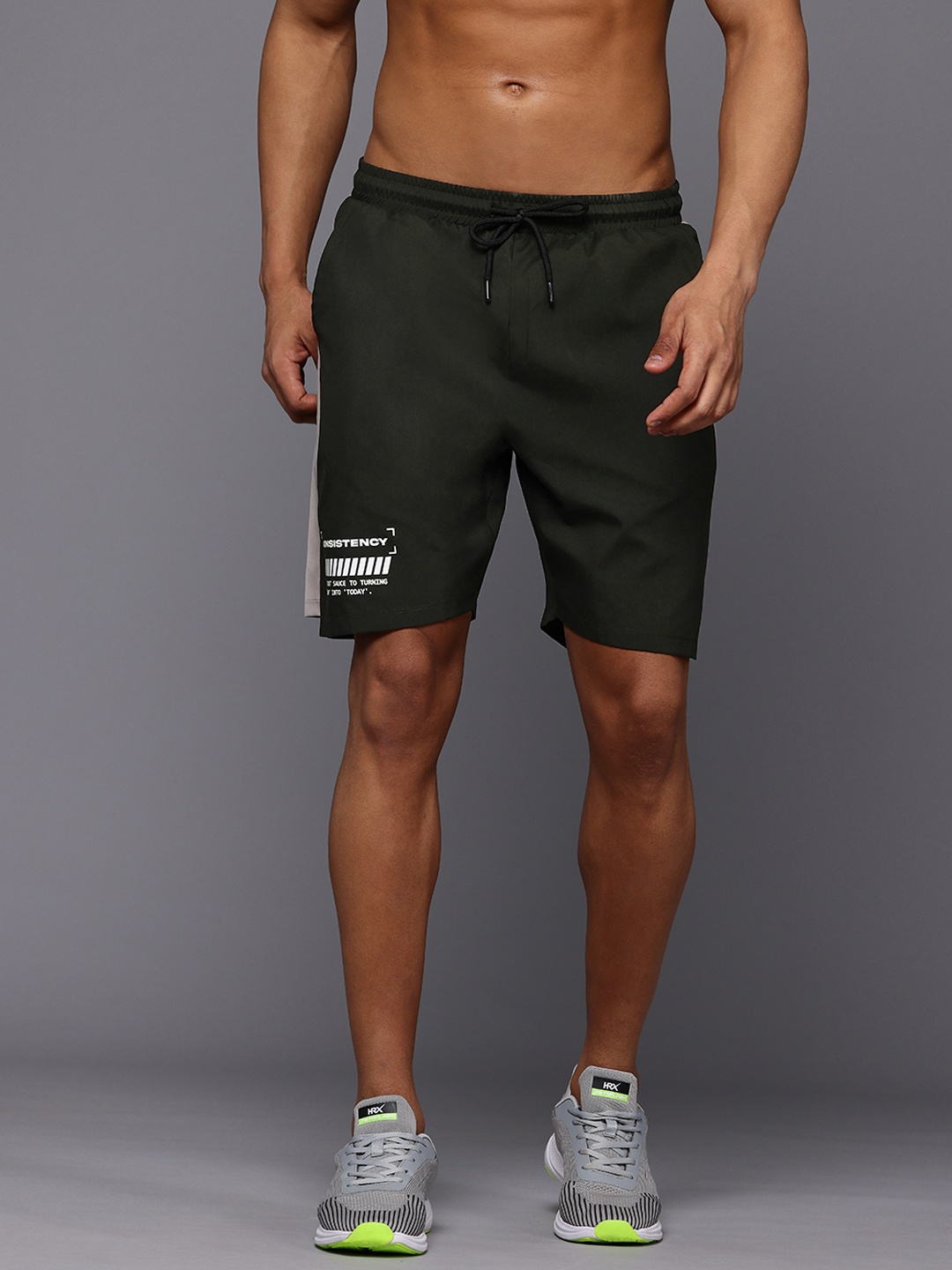 

HRX by Hrithik Roshan Men Striped Running Sports Shorts, Black