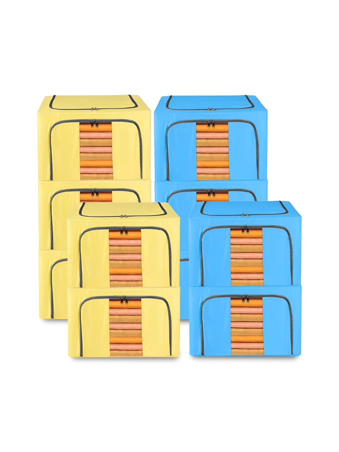 

Kuber Industries Blue & Yellow 10 Pieces Regular Drawer Organisers