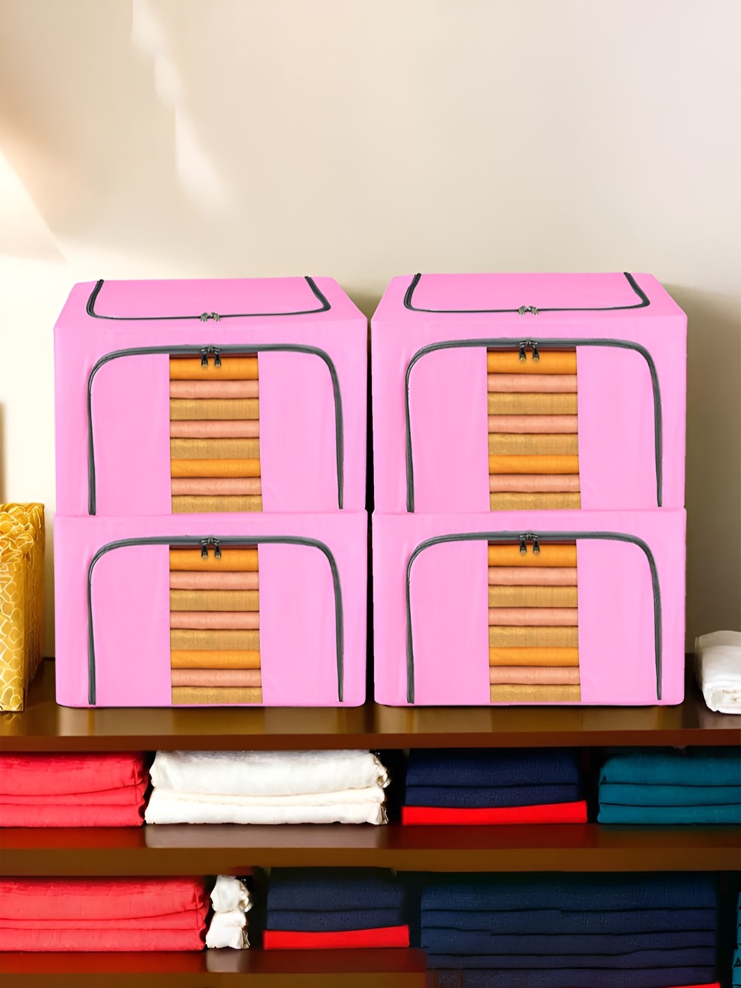 

Kuber Industries Pink 4 Pieces Regular Drawer Organiser