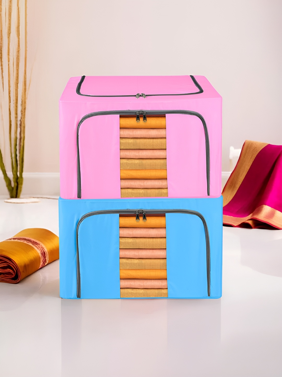

Kuber Industries Blue & Pink 2 Pieces Regular Drawer Organisers