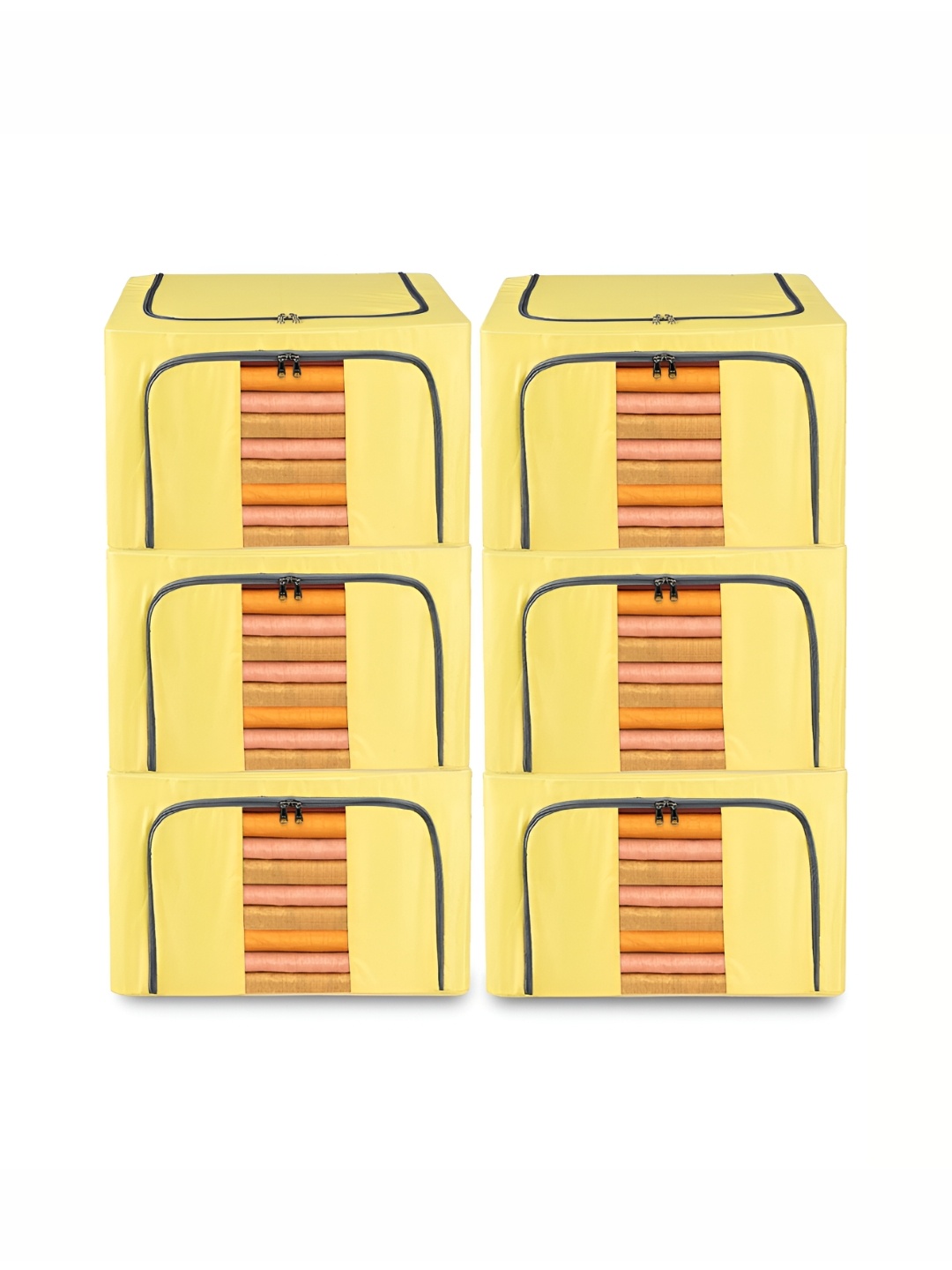 

Kuber Industries Yellow & Black 6 Pieces Water Proof Drawer Organisers