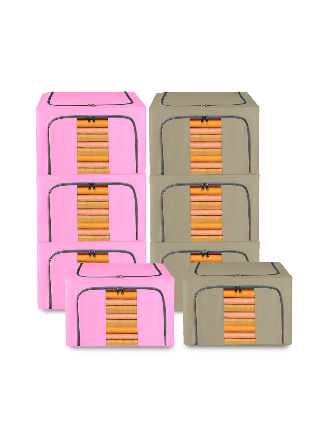

Kuber Industries Pink 8 Pieces Regular Drawer Organisers