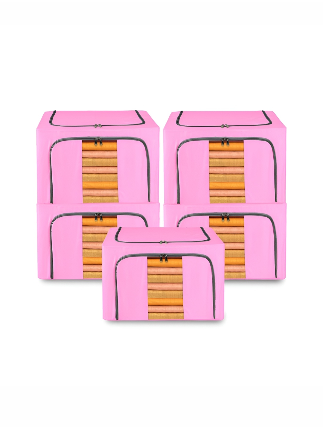 

Kuber Industries Pink & Grey 5 Pieces Printed Water Proof Drawer Organisers