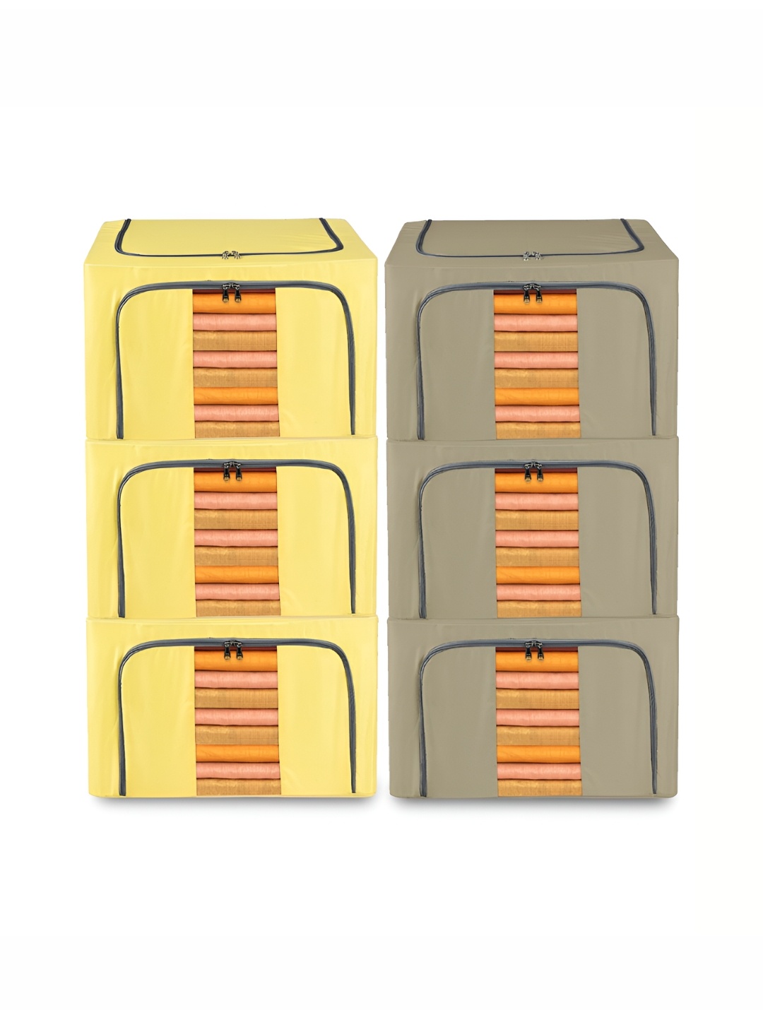 

Kuber Industries Yellow & Brown 6 Pieces Waterproof Multi-Utility Organisers