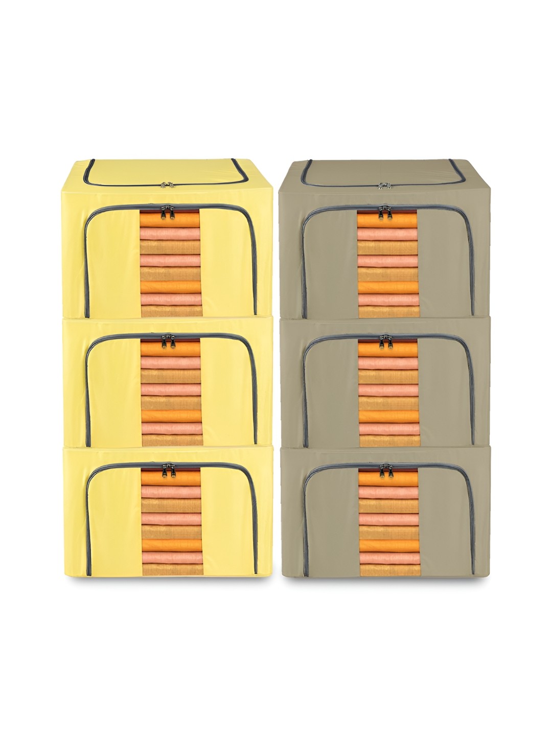 

Kuber Industries Yellow & Brown 6 Pieces Regular Drawer Organisers
