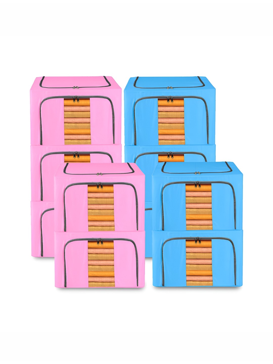 

Kuber Industries Pink & Blue 10 Pieces Waterproof Multi-Utility Organisers