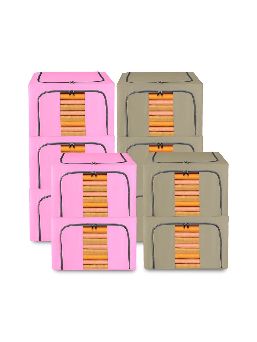 

Kuber Industries Pink & Brown 10 Pieces Regular Waterproof Drawer Organisers