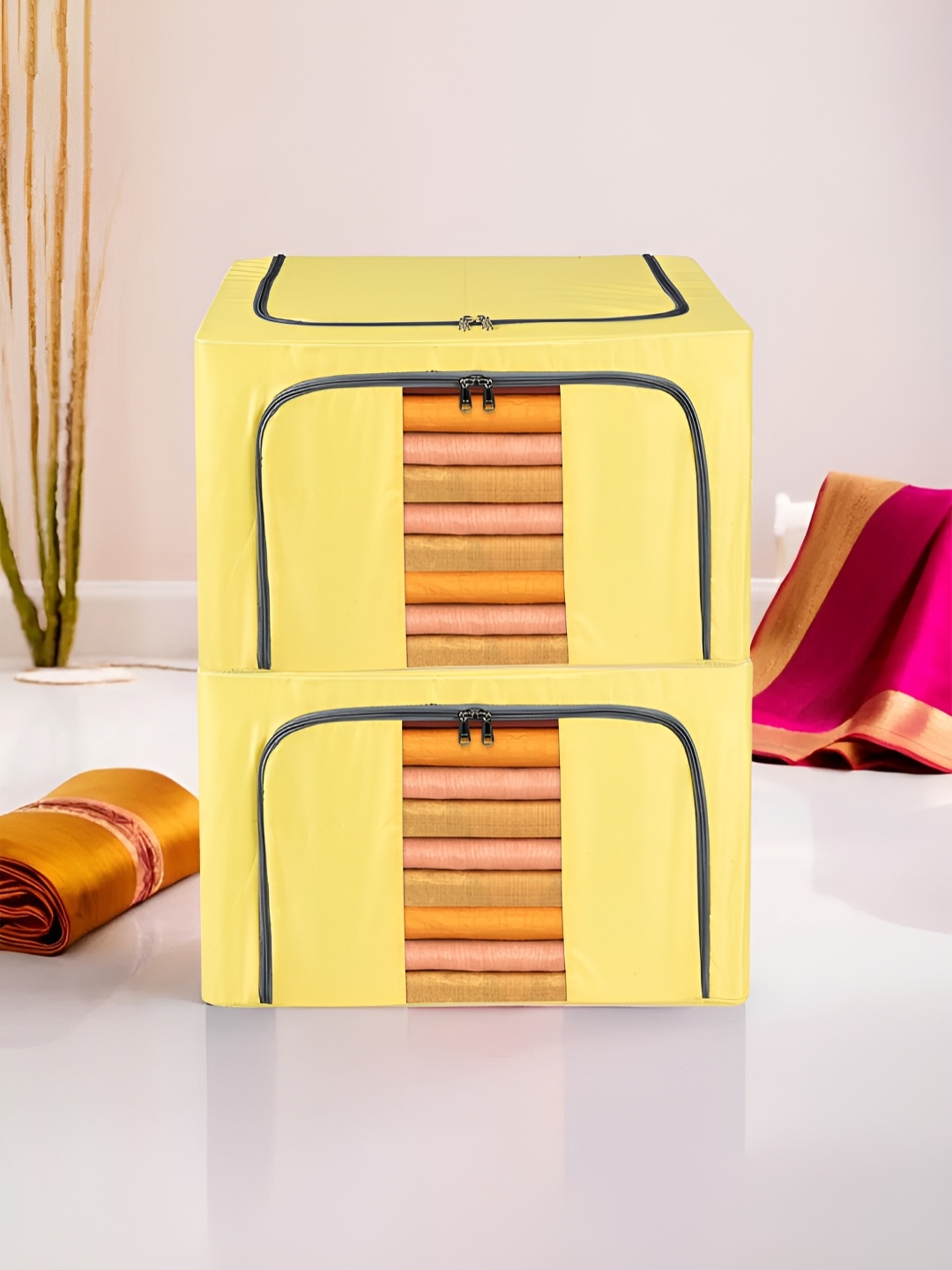 

Kuber Industries Yellow 2 Pieces Regular Drawer Organisers
