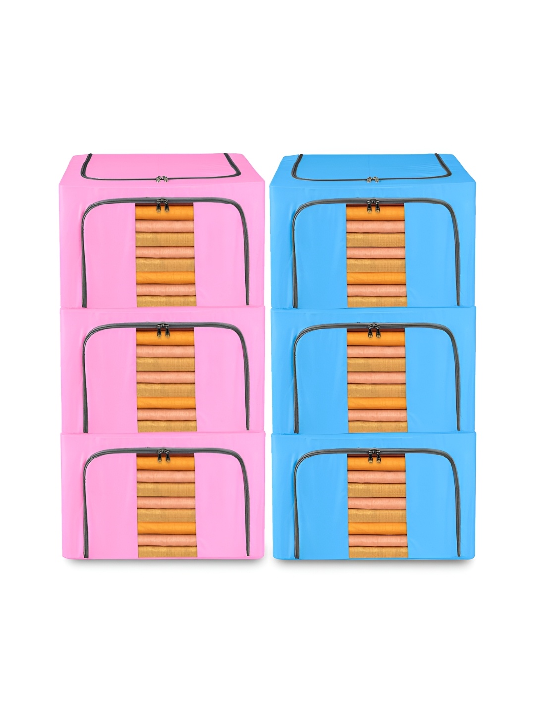 

Kuber Industries Pink & Blue 6 Pieces Waterproof Multi-Utility Organisers