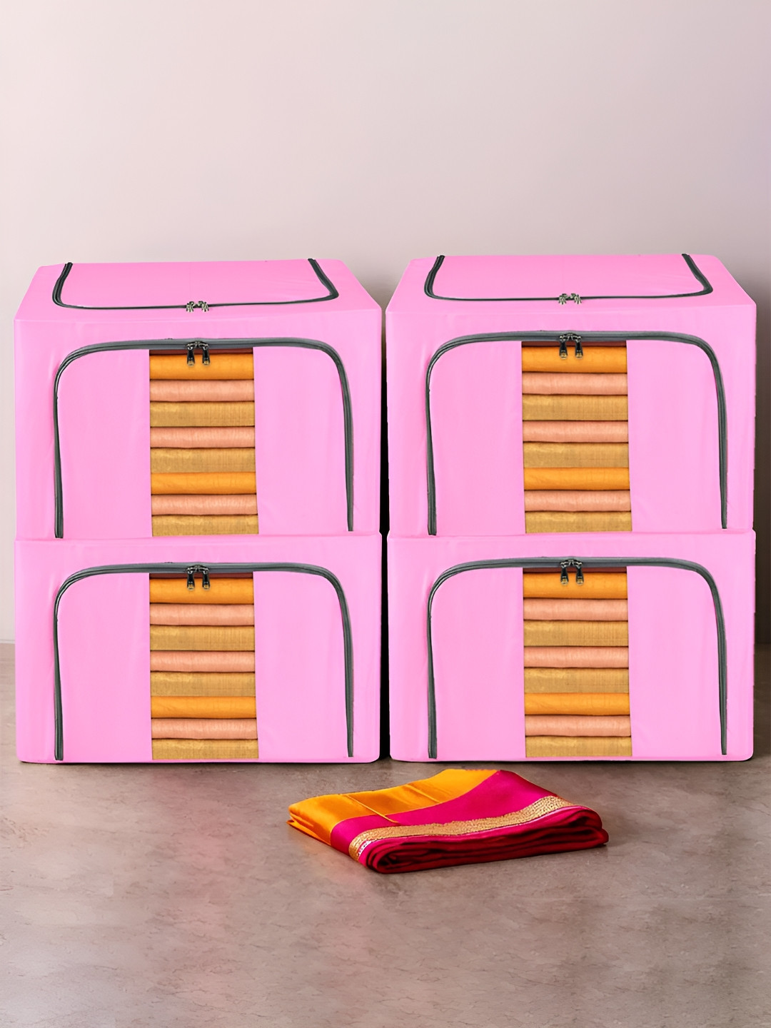 

Kuber Industries Pink 4 Pieces Water Resistant Drawer Organiser