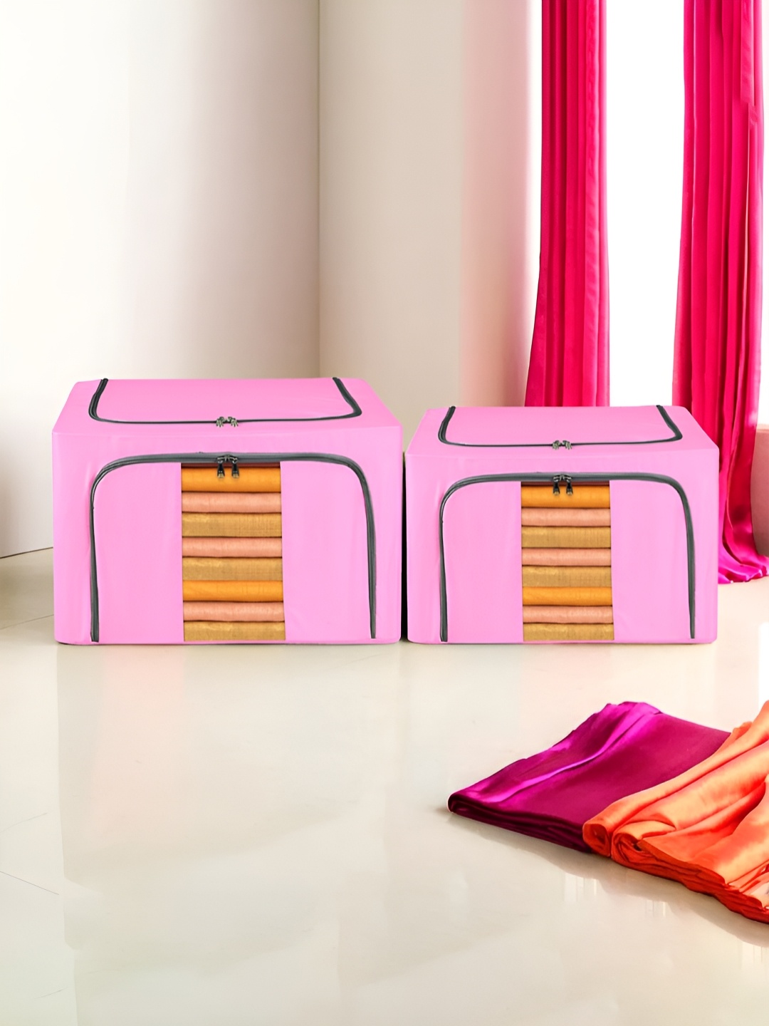 

Kuber Industries Pink 2 Pieces Drawer Organiser