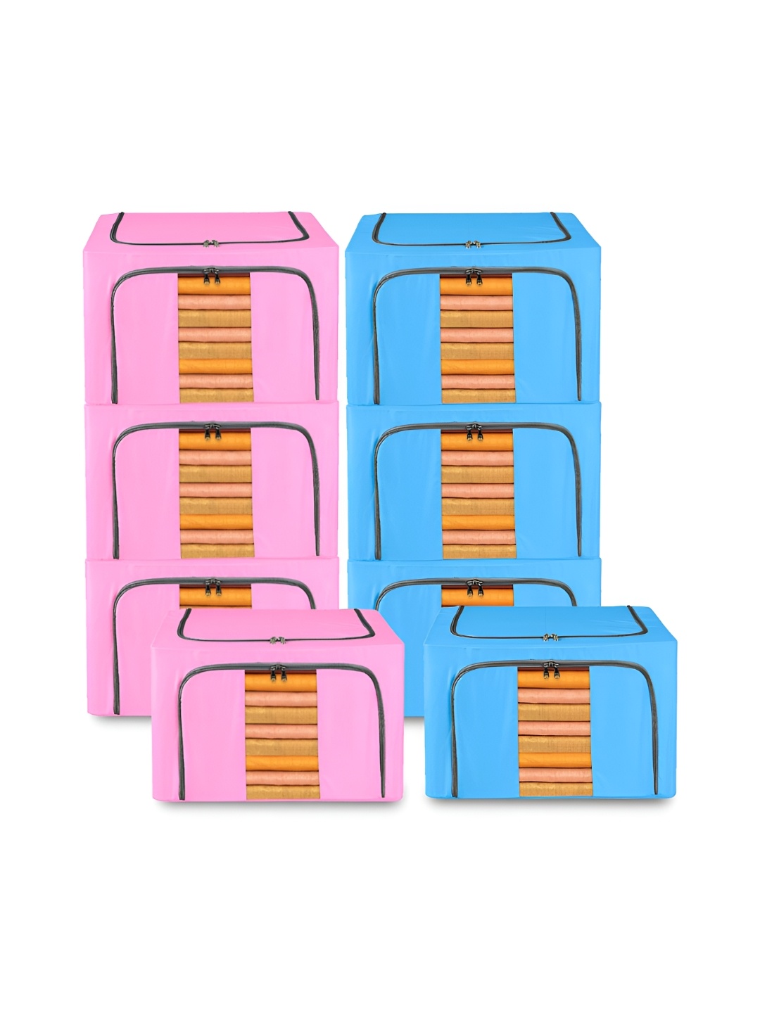 

Kuber Industries Blue & Pink 8 Pieces Drawer Organisers