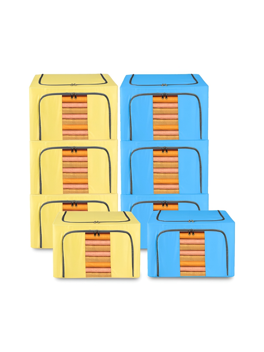 

Kuber Industries Blue & Yellow 8 Pieces Multi-Utility Organisers