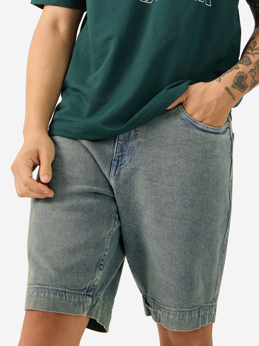 

The Souled Store Men Mid-Rise Denim Shorts, Blue
