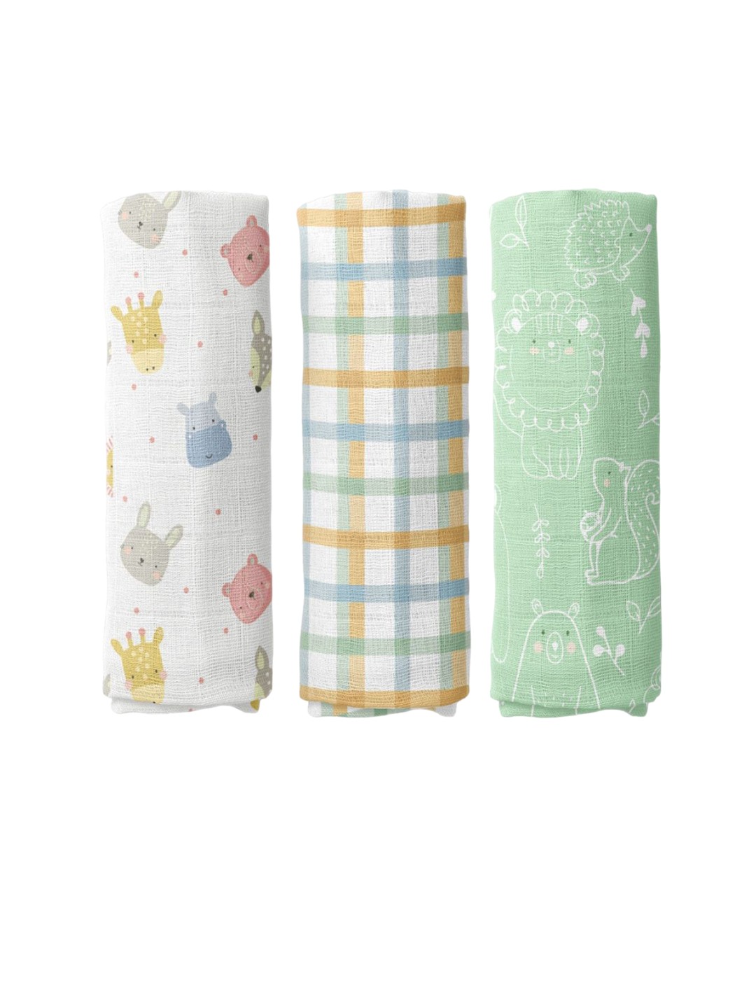 

haus & kinder Infants Pack of 3 Organic Cotton Swaddles, White