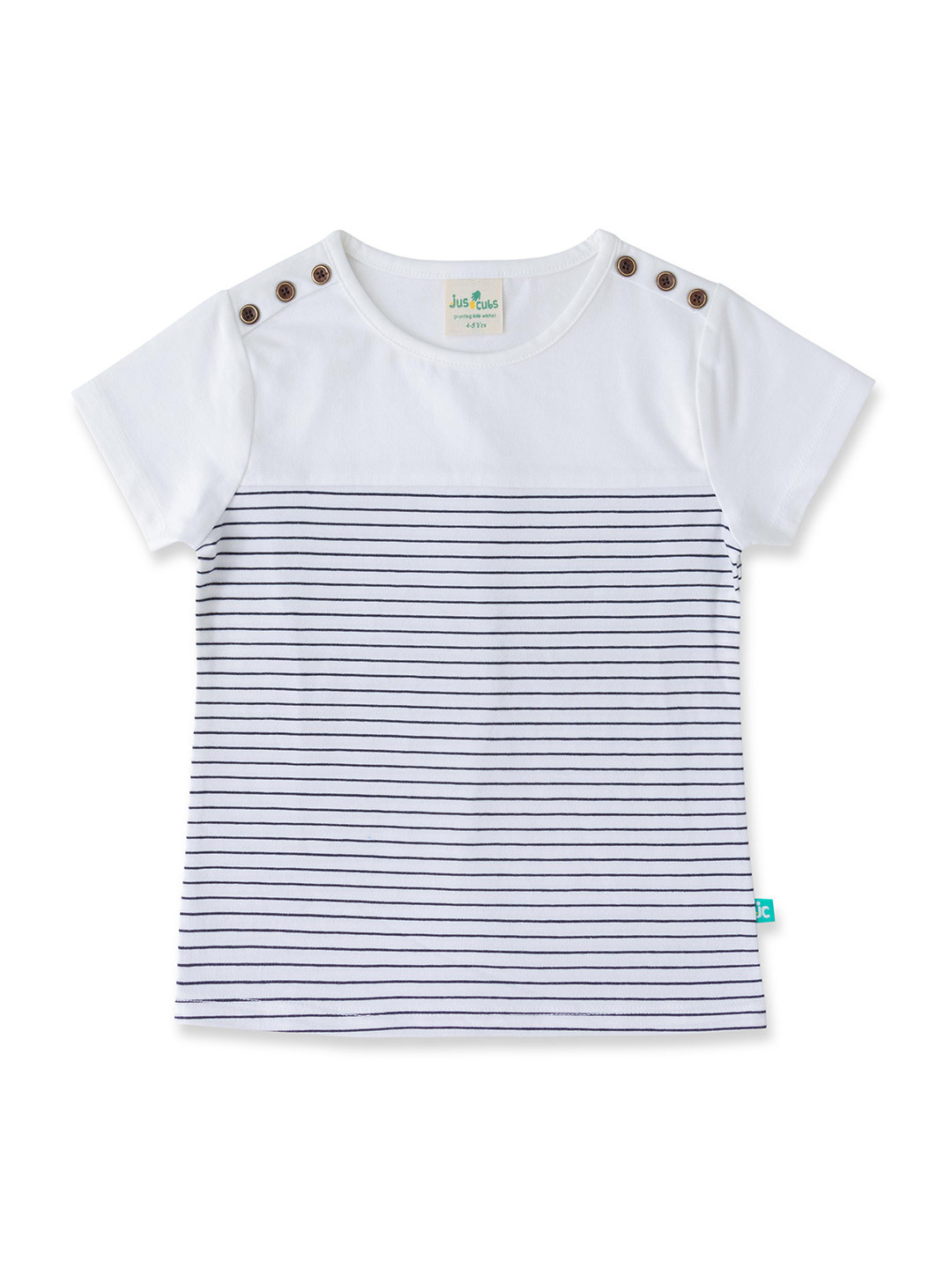 

JusCubs Girls Round Neck Striped T-shirt, White