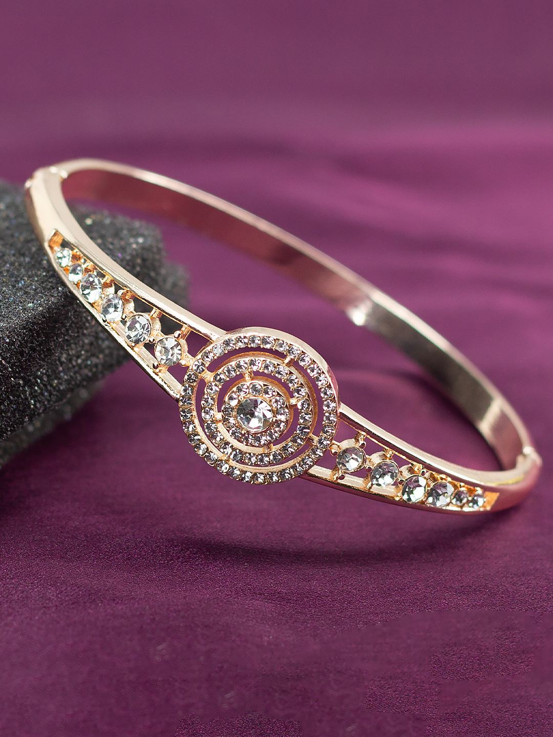 

PRIVIU American Diamond Rose Gold-Plated Stainless Steel Bangle-Style Bracelet
